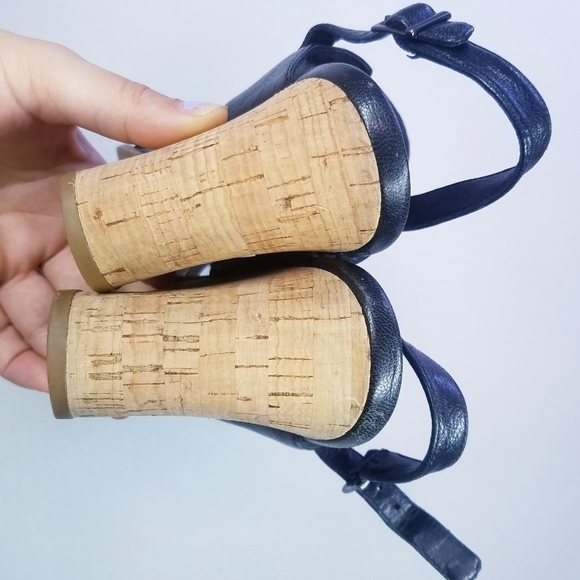 🌸 Eileen Fisher | Leather Wedge Sandal, size 9.5‎ , Black - Picture 4 of 6